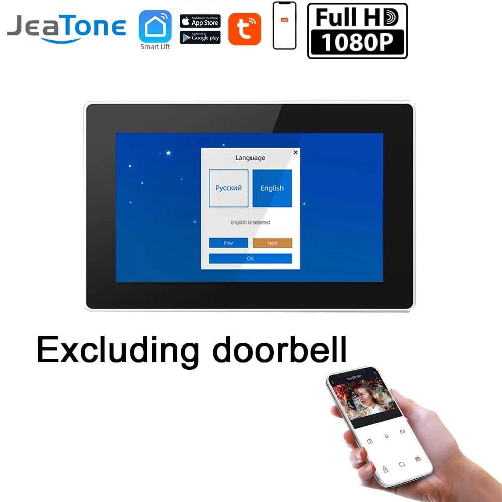 Jeatone 7 pouces Wifi interphone vidéo sonnette Tuya caméras pour appartement moniteur caméra Unitd