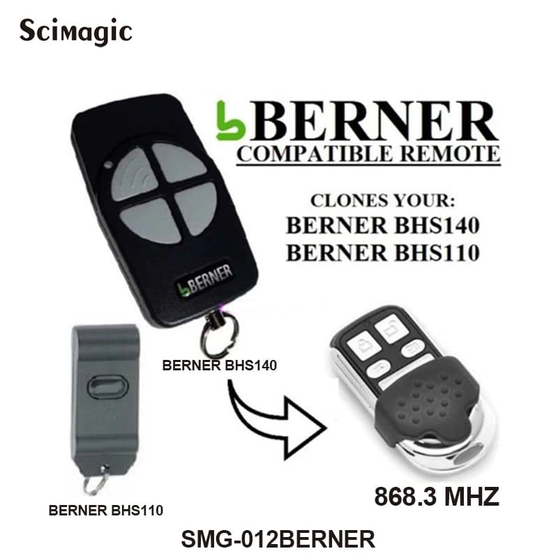 BERNER BHS 110 140 Ouvre-porte de garage à télécommande Commande 868 MHz Porte Télécommande Barrière