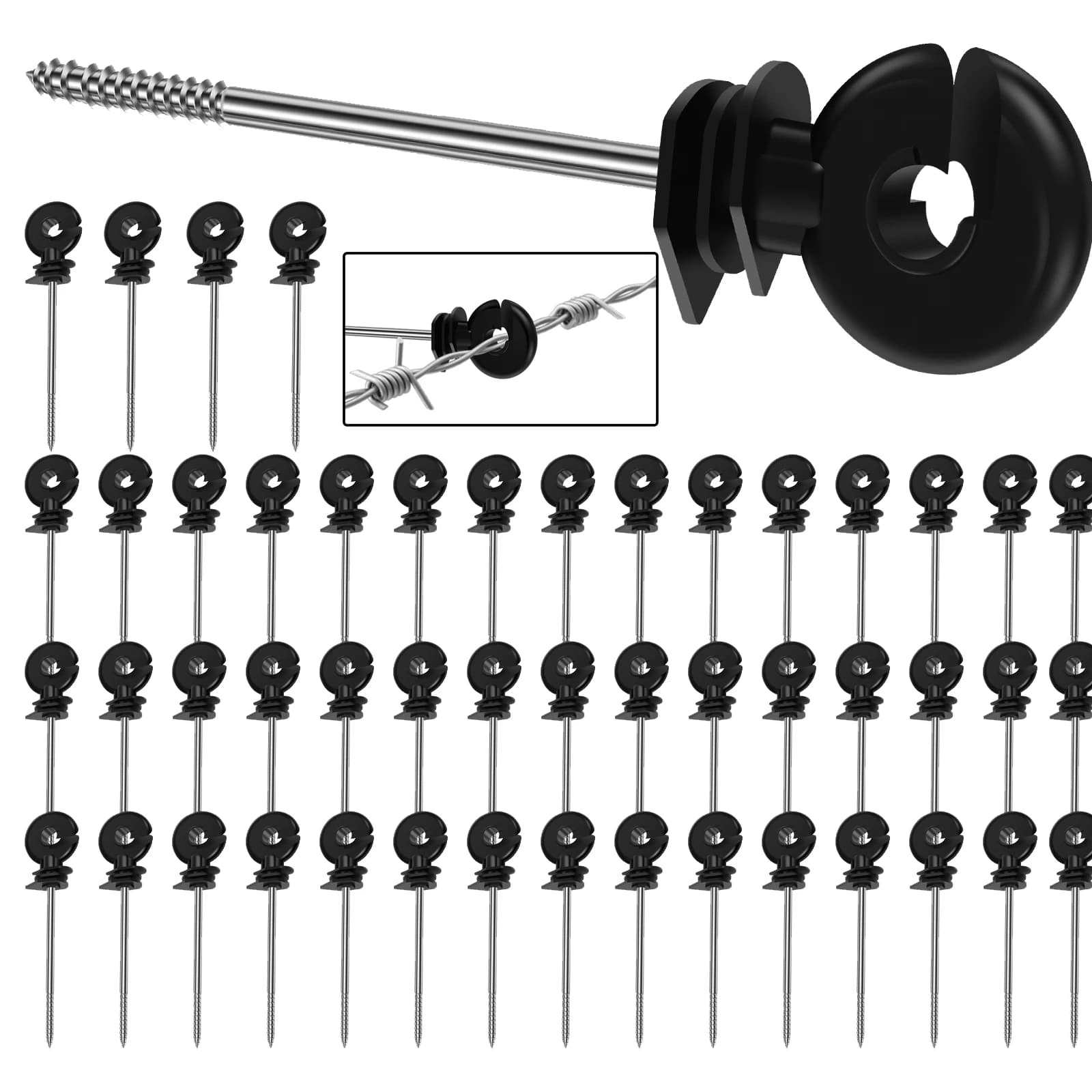 Isolateur de fil de clôture électrique, 50 pièces, support à vis, poteau de clôture, bras Long, isol