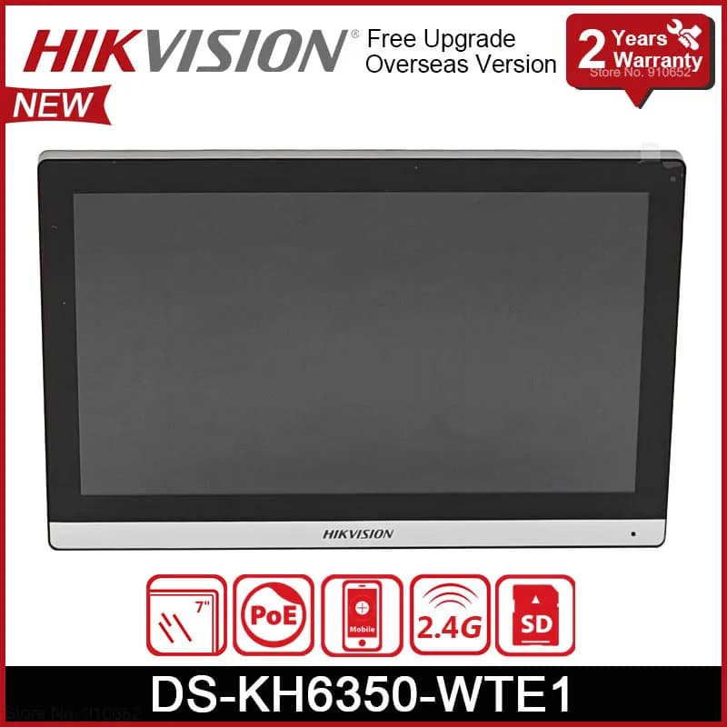 Hikvision – interphone vidéo multilingue DS-KH6350-WTE1, Station intérieure basée sur IP, écran tact