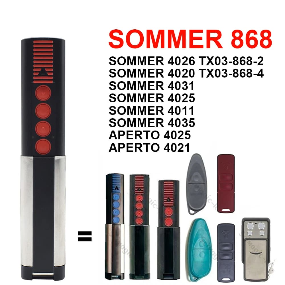 SOMMER 868MHz 4020 TX03-868-4 4026 TX03-868-2 télécommande de Garage remplacement ouvre-porte de com