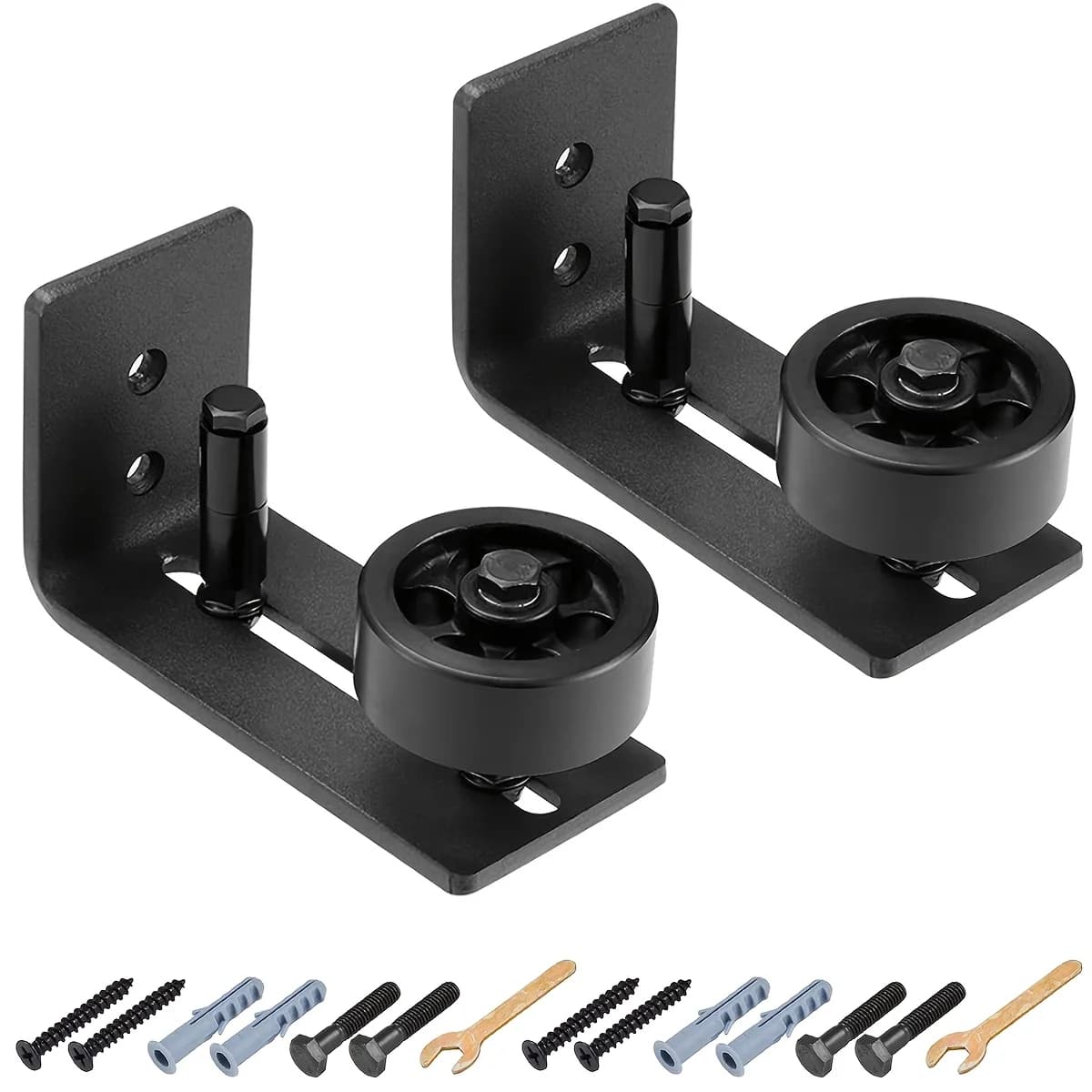 2 guides de sol pour porte coulissante de grange, avec rouleau inférieur réglable - 8 options de con