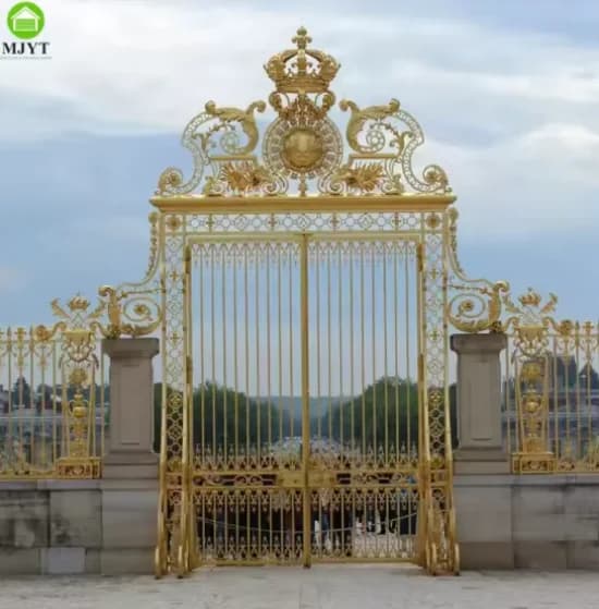 Porte en fer doré de luxe, Design supérieur, Villa Manor Castle, porte d'entrée extérieure, personna