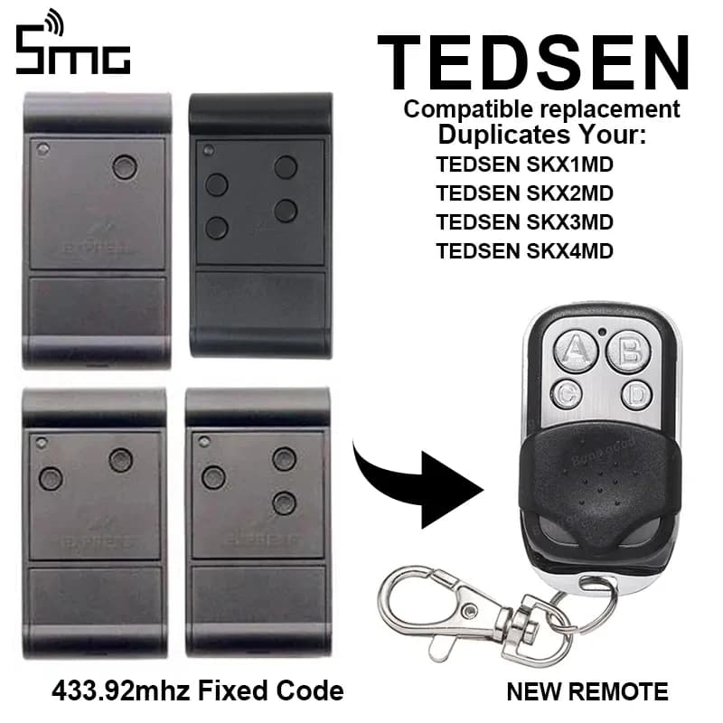 TEDSEN SKX1MD SKX2MD SKX3MD SKX4MD Télécommande 433.92Mhz Porte de garage Porte de garage TEDSEN 433