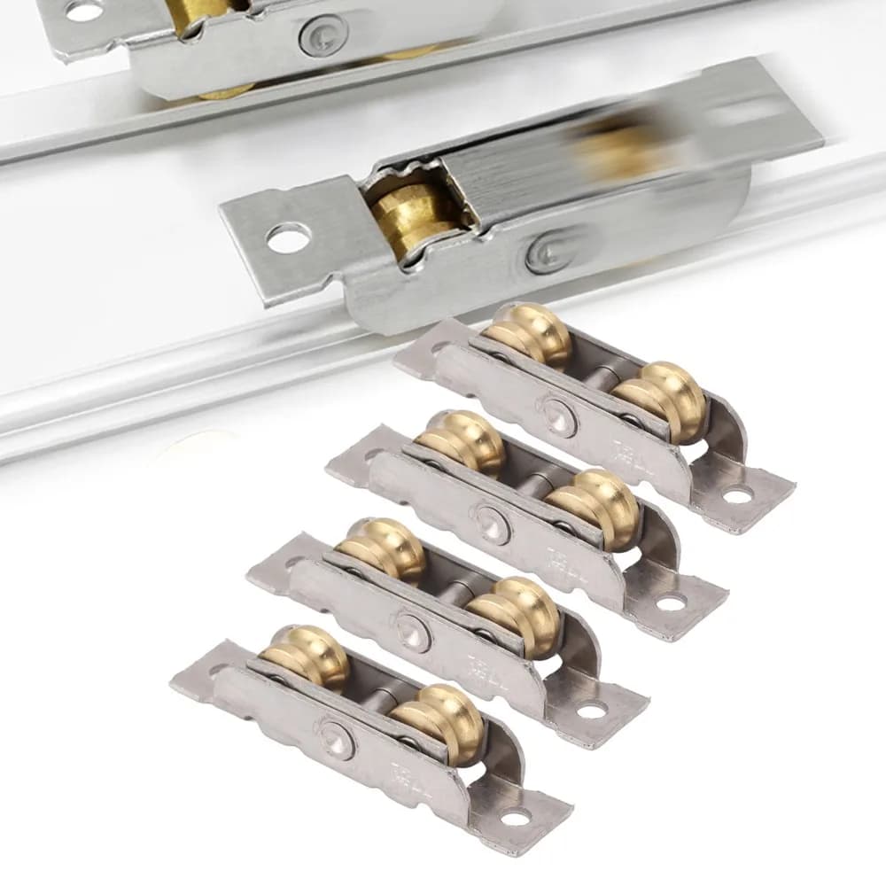 Rouleau de porte coulissante à Double rouleaux, en acier inoxydable, avec vis, roue Concave, rouleau