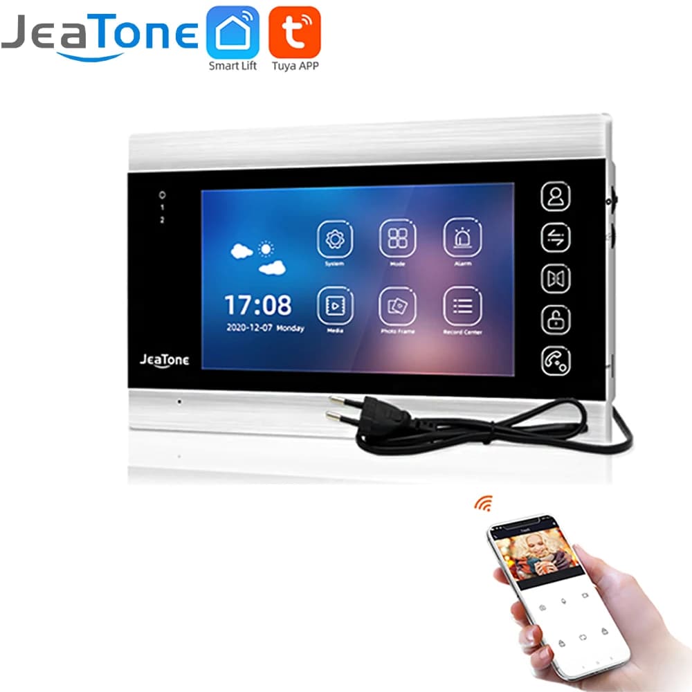 Jeatone – visiophone WiFi avec caméra 1080P, écran tactile de 7 pouces, sonnette vidéo intelligente,