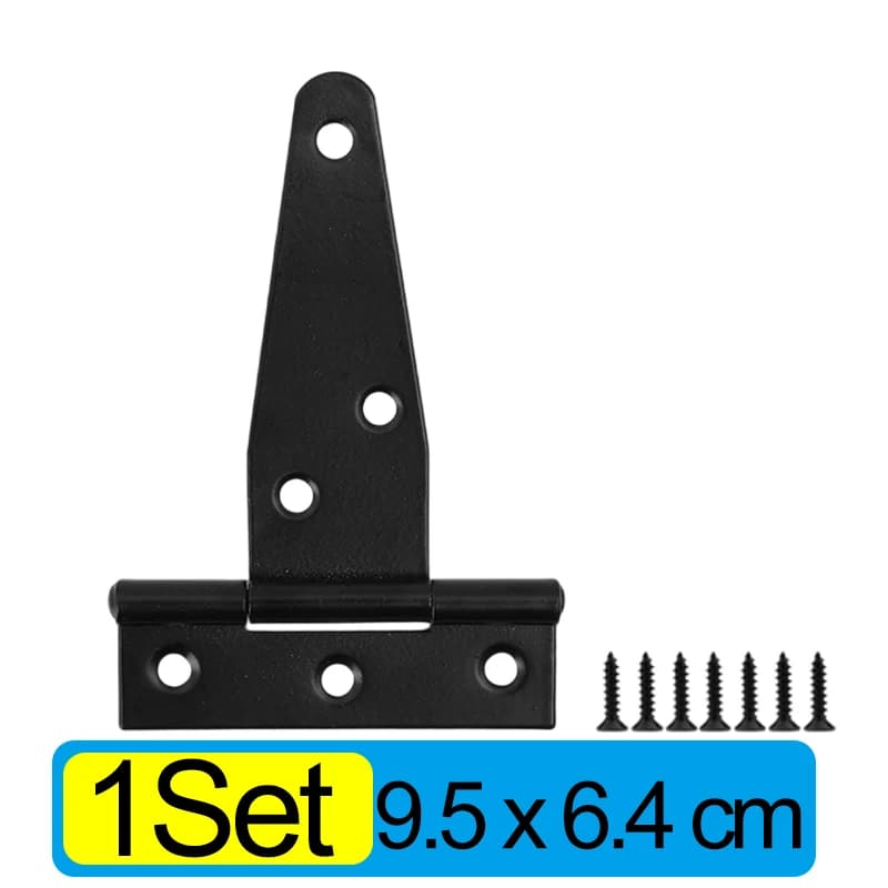 5/1 ensembles de charnières en fer noir robuste en forme de T, quincaillerie de porte galvanisée, ch