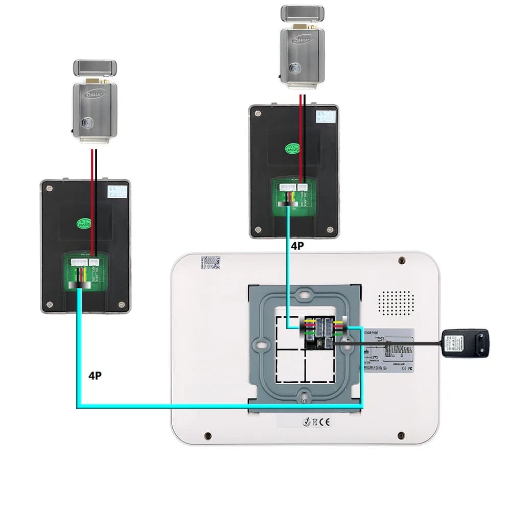 Kit d'interphone de sonnette de visiophone de 7 pouces