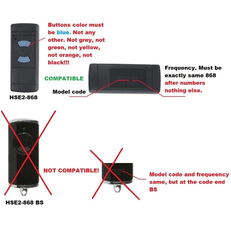 Télécommande de porte de garage HSM4 868 HSM2 868mhz 868.35MHz