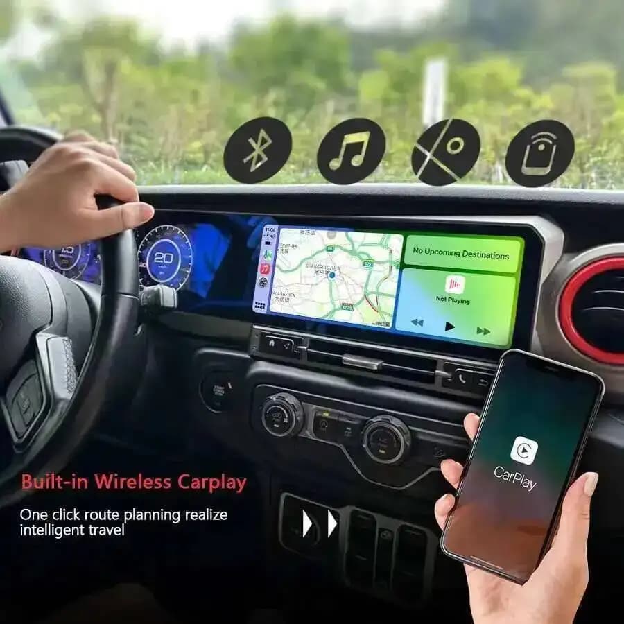 Lecteur multimédia LCD stéréo 4G Carplay pour JEEP WRANGLER 2018-2022 24.6 ''GPS Navi Android Qled double écran autoradio avec 360