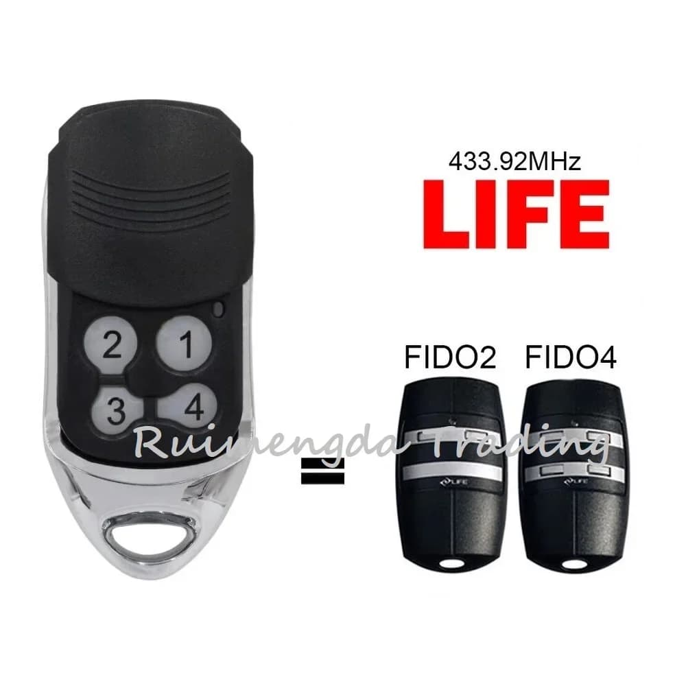 LIFE FIDO2 FIDO4 télécommande de Garage VIP2 VIP4 VIP2R VIP4R STAR2 STAR4 BRAVO2 BRAVO4 transmetteur de commande de porte 433.92MHz