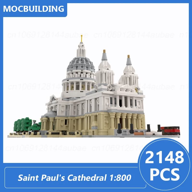 Modèle d'architecture de la Cathédrale de Saint-Paul à l'échelle 1:800, blocs de construction MOC, briques à assembler soi-même, jouets de collection, cadeaux, 2148 pièces
