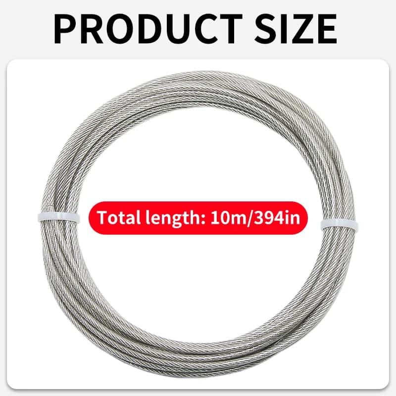 Kit de câble en acier inoxydable 304 recouvert de PVC de 10/20 m