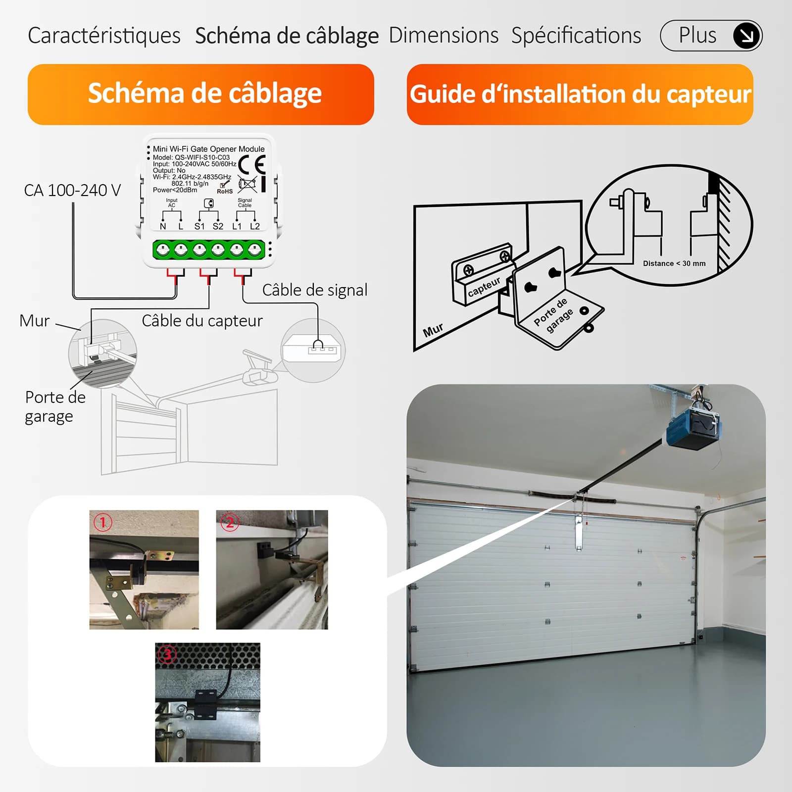 Contrôleur Intelligent de Portail Mini Tuya 16A avec WiFi et Zigbee