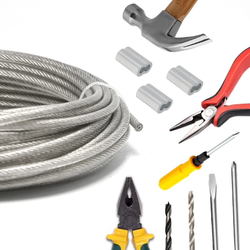 Kit de câble en acier inoxydable 304 recouvert de PVC de 10/20 m