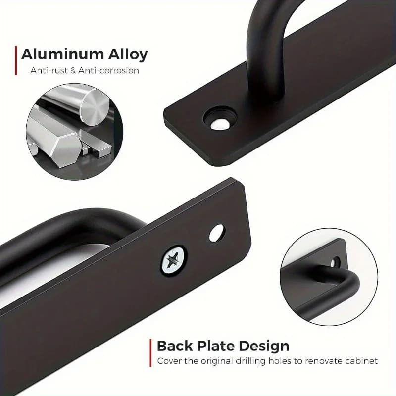 Poignée de Porte Coulissante en Alliage d'Aluminium avec Plaque, 2 Pièces