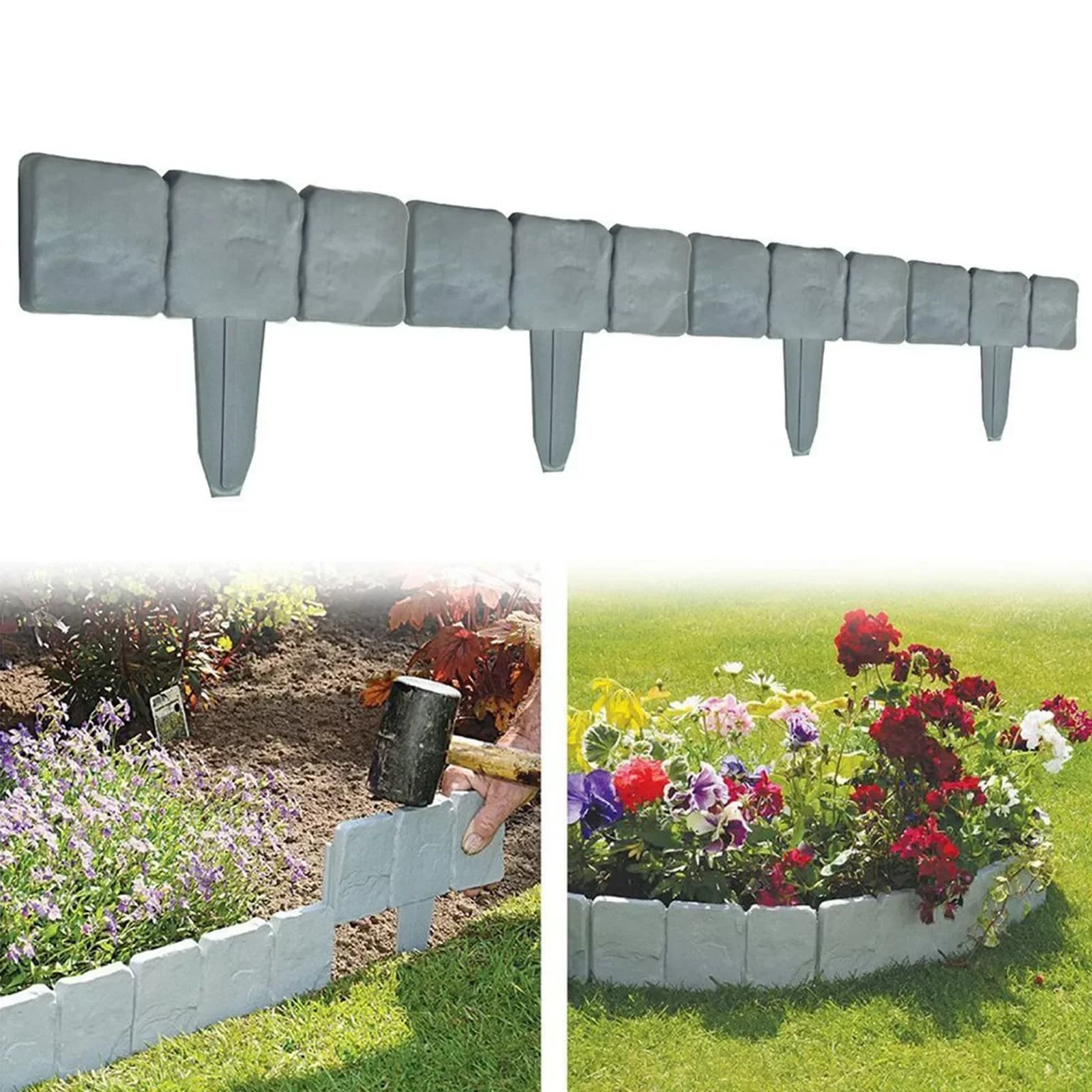 Bordure de jardin en PVC gris