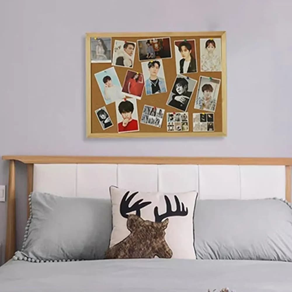Panneau d'affichage en liège à cadre en bois DIY, tableau décoratif en bois pour mémos, tableau mural en liège souple