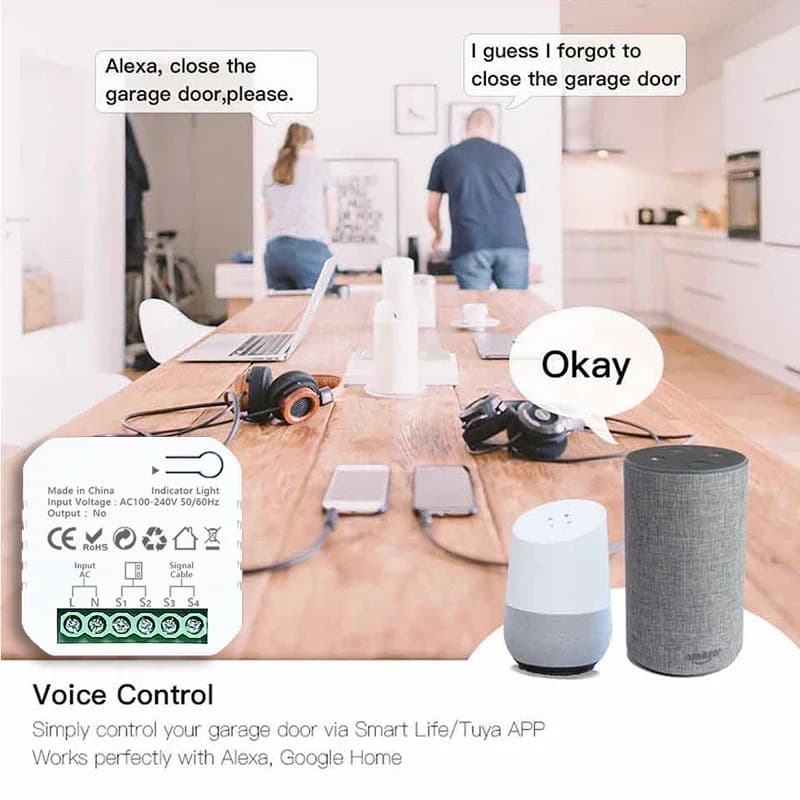 Ouvre-porte de garage intelligent ZigBee Smart Life avec contrôle par application et commande vocale Tuya
