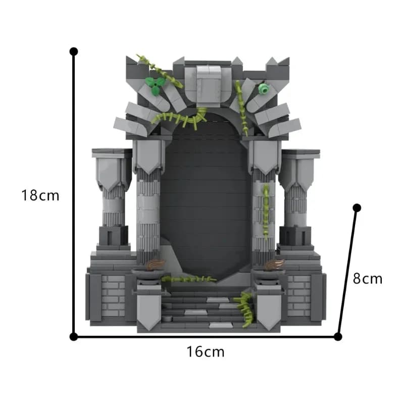 491 pièces MOC - Modèle de briques Portail Oublié - Pièce de terrain animée pour votre univers fantastique - Blocs de construction