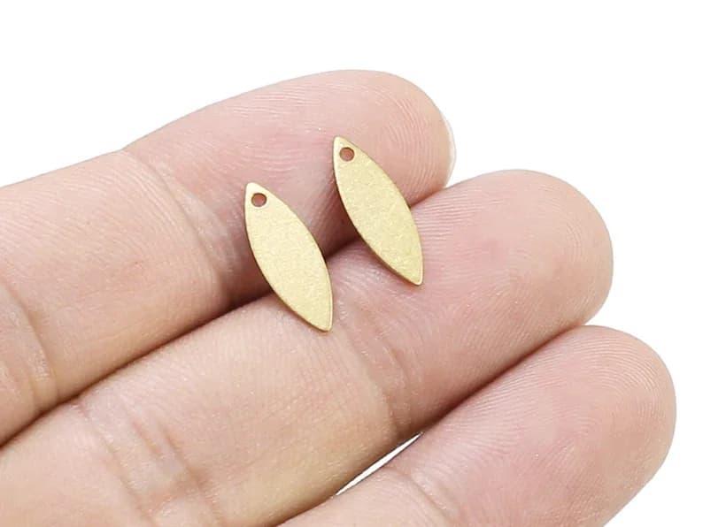 100 pièces breloque de boucle d'oreille Marquise, breloque oeil, breloque feuille pour la fabrication de bijoux, extrémités de chaîne, laiton brut, 12mm, 13mm, 15mm, 16mm -R2395