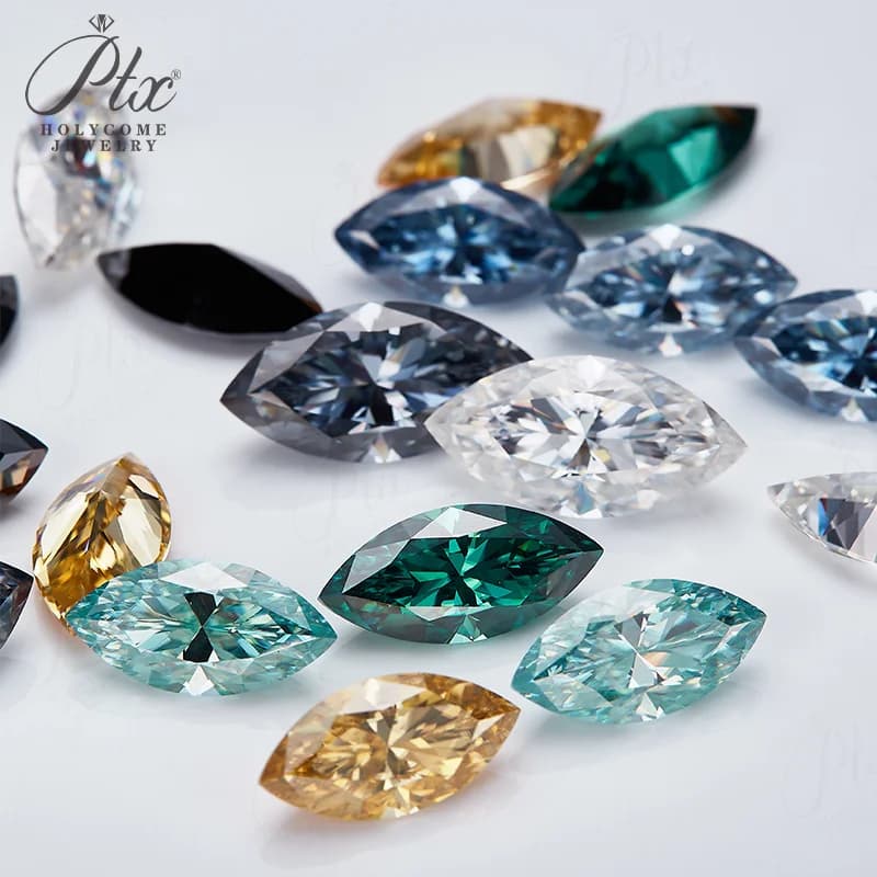 Moissanite taille marquise, clarté VVS1, multicolore, avec certificat GRA, matériaux pour la fabrication de bijoux, fournitures de perles, breloques en gros