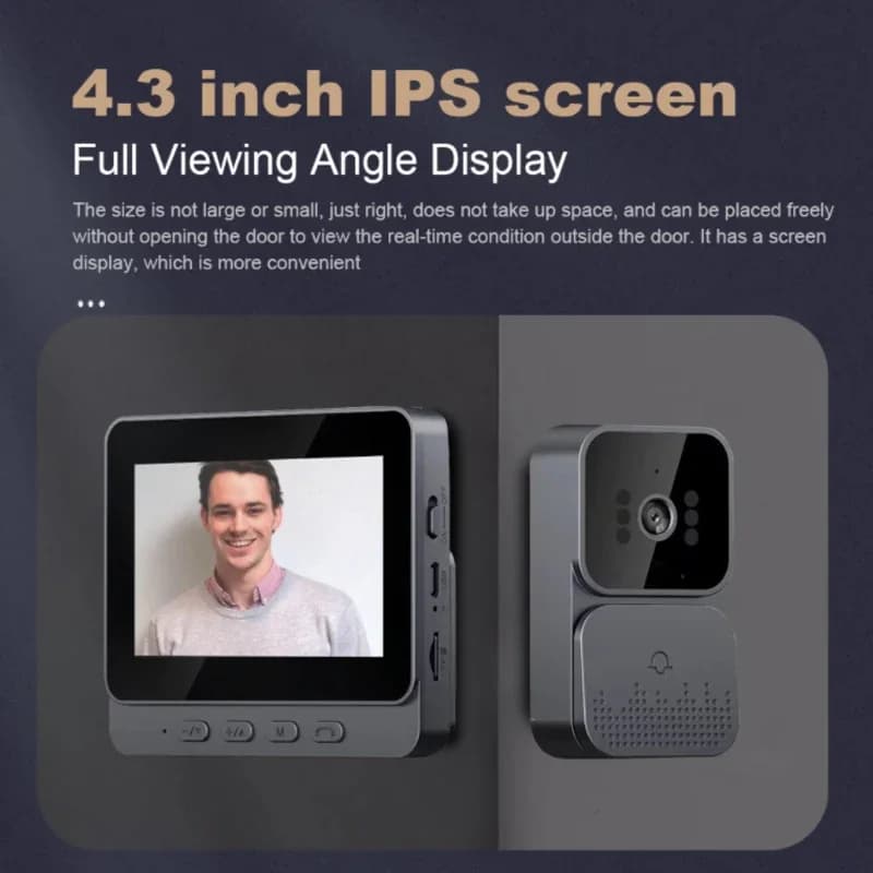 Sans fil interphone Sonnette HD Vision Nocturne 4.3in lPs écran Étanche Visuel