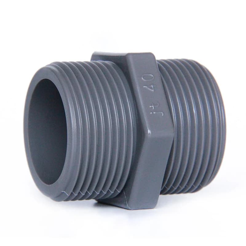 Raccord de tuyau UPVC droit à double filetage mâle BSP 1/2" 3/4" 1" 1-1/4" 1-1/2" 2" 20/25/32/40/50/63mm