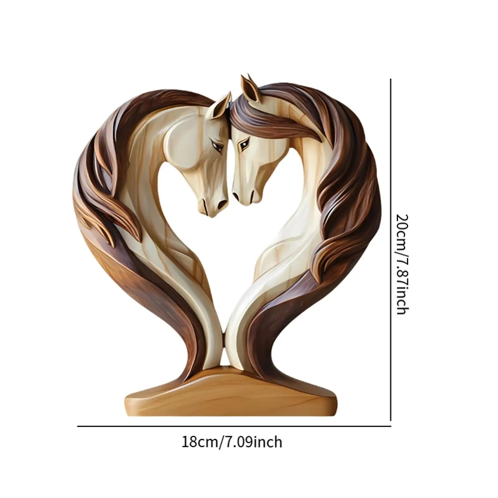 Statue décorative de cheval, sculpture de chevaux amoureux avec base, ornement de bureau moderne et pratique pour la décoration de table de salon