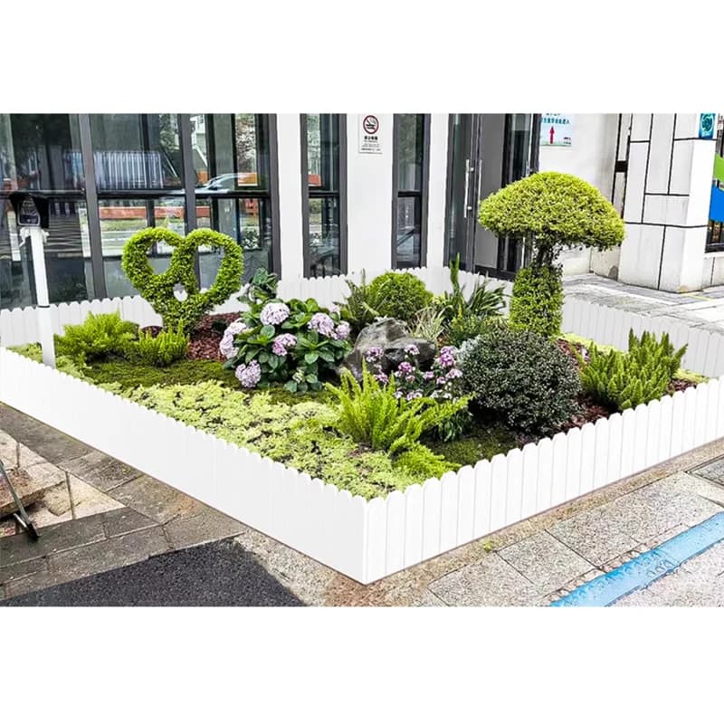Clôture de jardin insérée en plastique et bois de couleur teck blanc