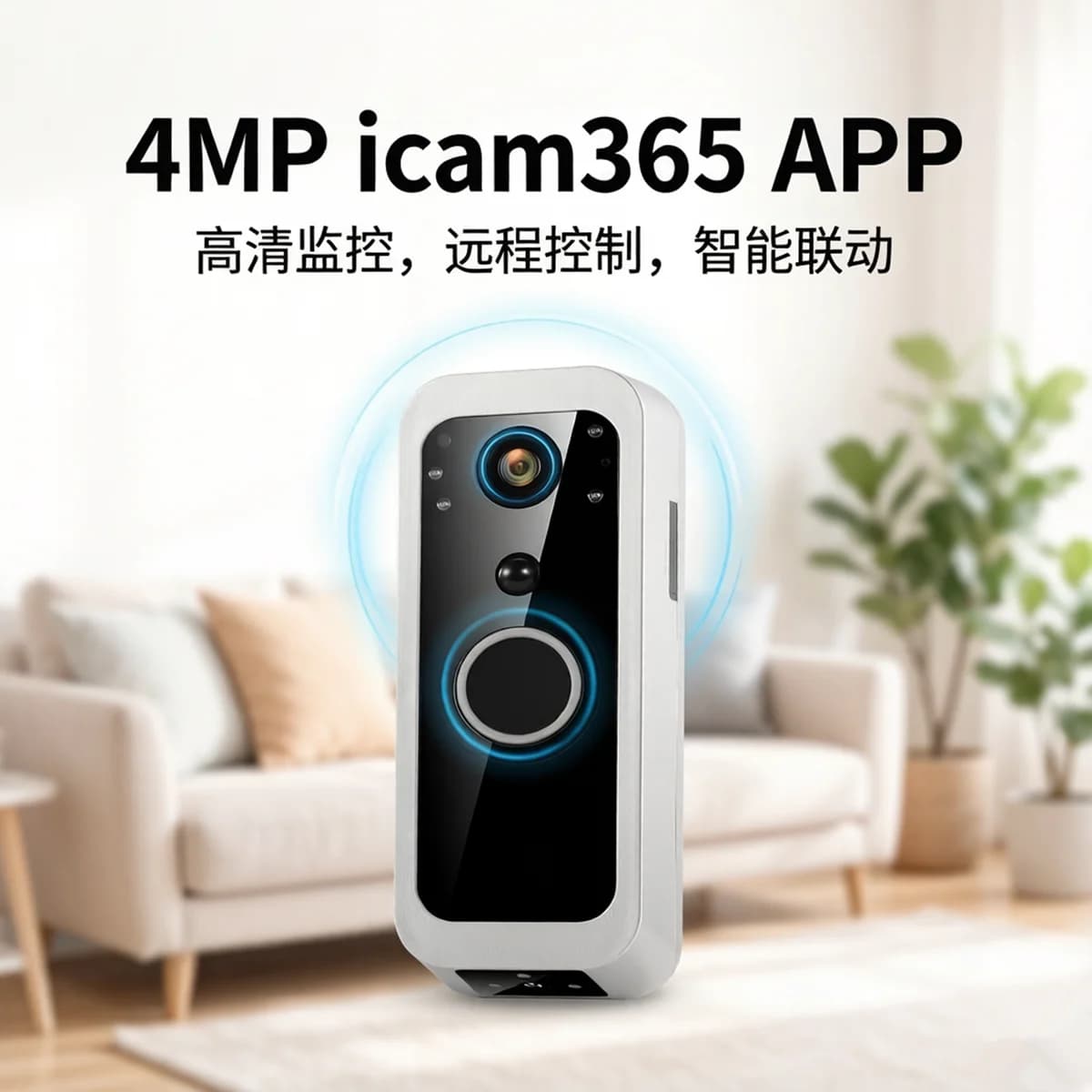 Sonnette Wi-Fi 4MP Icam365 APP à Double Objectif