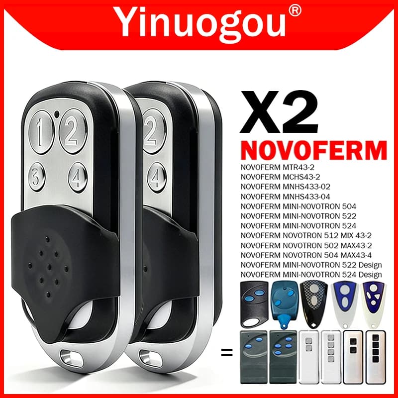 NOVOFERM NOVOTRON 502 MAX43-2 504 MAX43-4 512 MIX 43-2 MINI-NOVOTRON 504 522 524 Télécommande de porte de garage 433 MHz