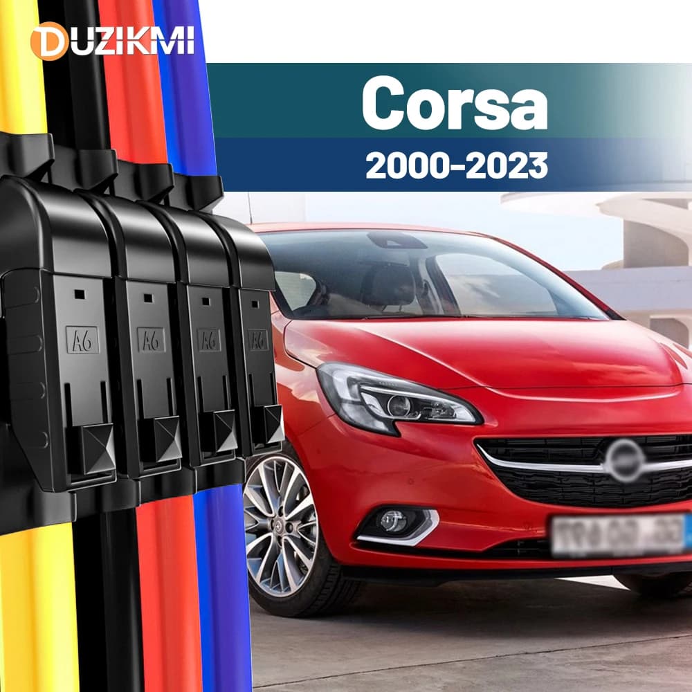 Pour Opel Corsa C D E F 2000-2023 2017 2018 2019 2020 2021 2022 2023 2024 2 pièces balais d'essuie-glace de pare-brise avant rouge bleu