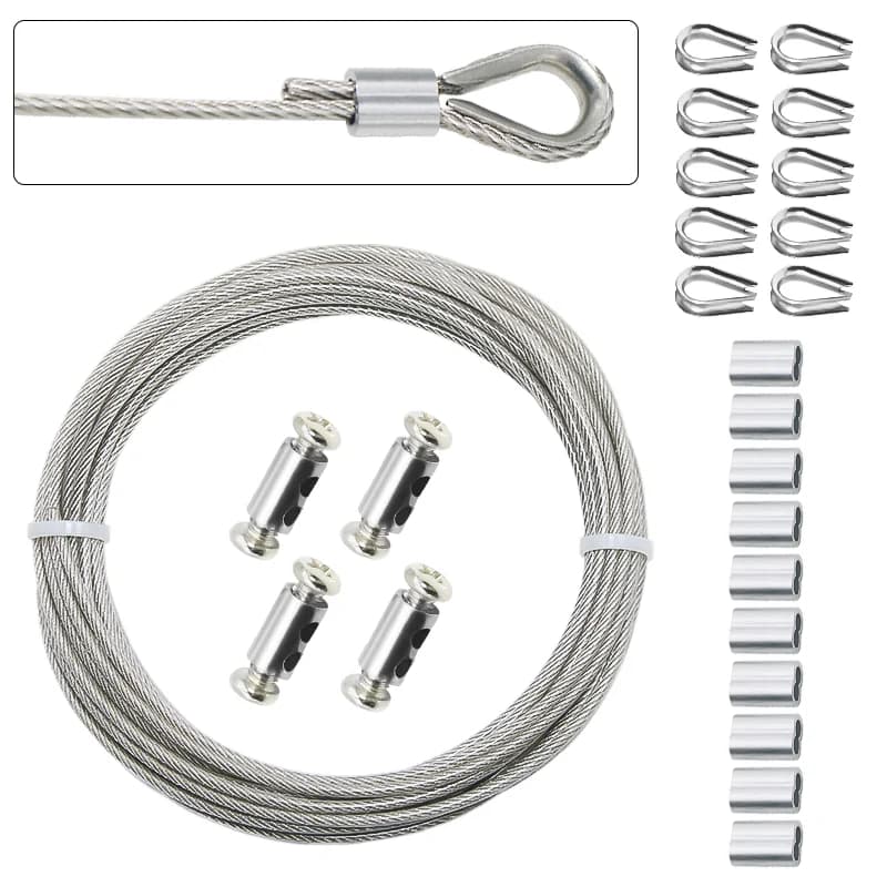 Kit de câble en acier inoxydable 304 recouvert de PVC de 10/20 m