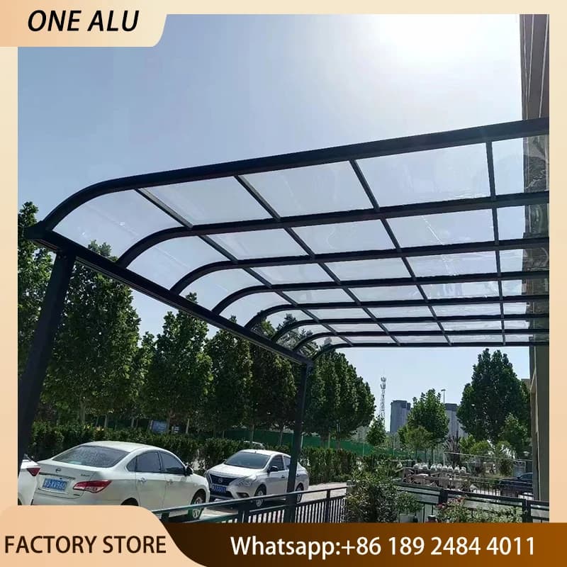 Abri de voiture en aluminium à toit polygonal avec verre isolant