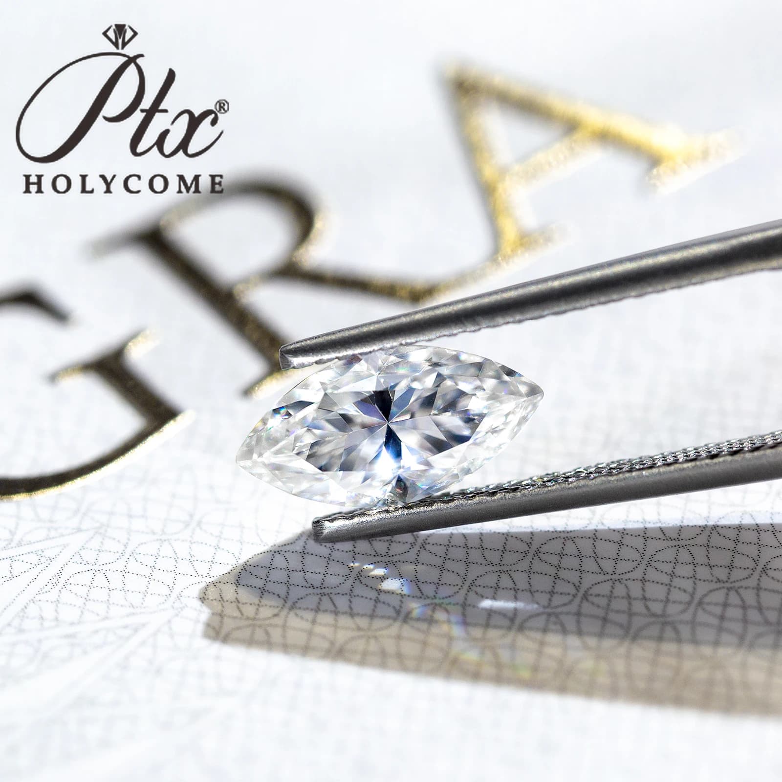 HP-Pierre de moissanite blanche Marquise D, pierre précieuse personnalisée GRA, 8 cœurs et 8 flèches, VVl's, diamant, bijoux exécutifs, prix de gros