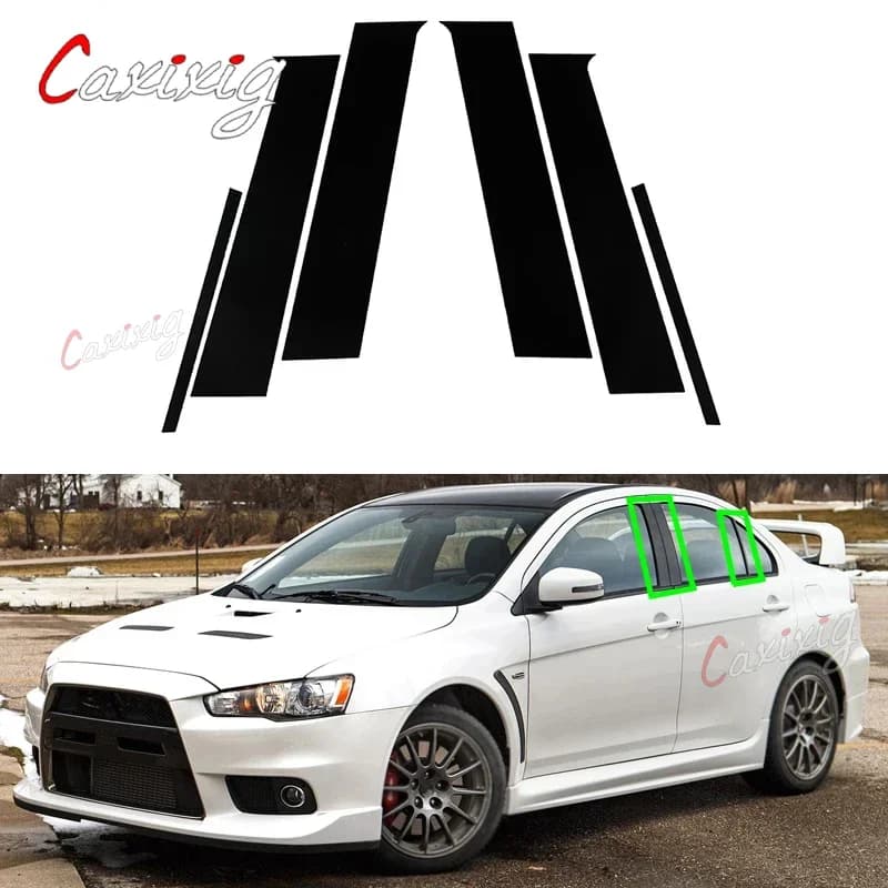 6 pièces pilier postes porte fenêtre garniture BC colonne autocollant extérieur pour Mitsubishi Lancer berline 2008-2017 Proton Inspira 2010-2015