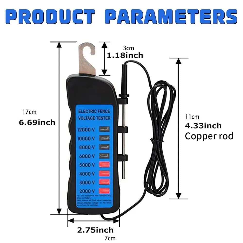 Testeur de clôture électrique portable 12KV avec affichage numérique