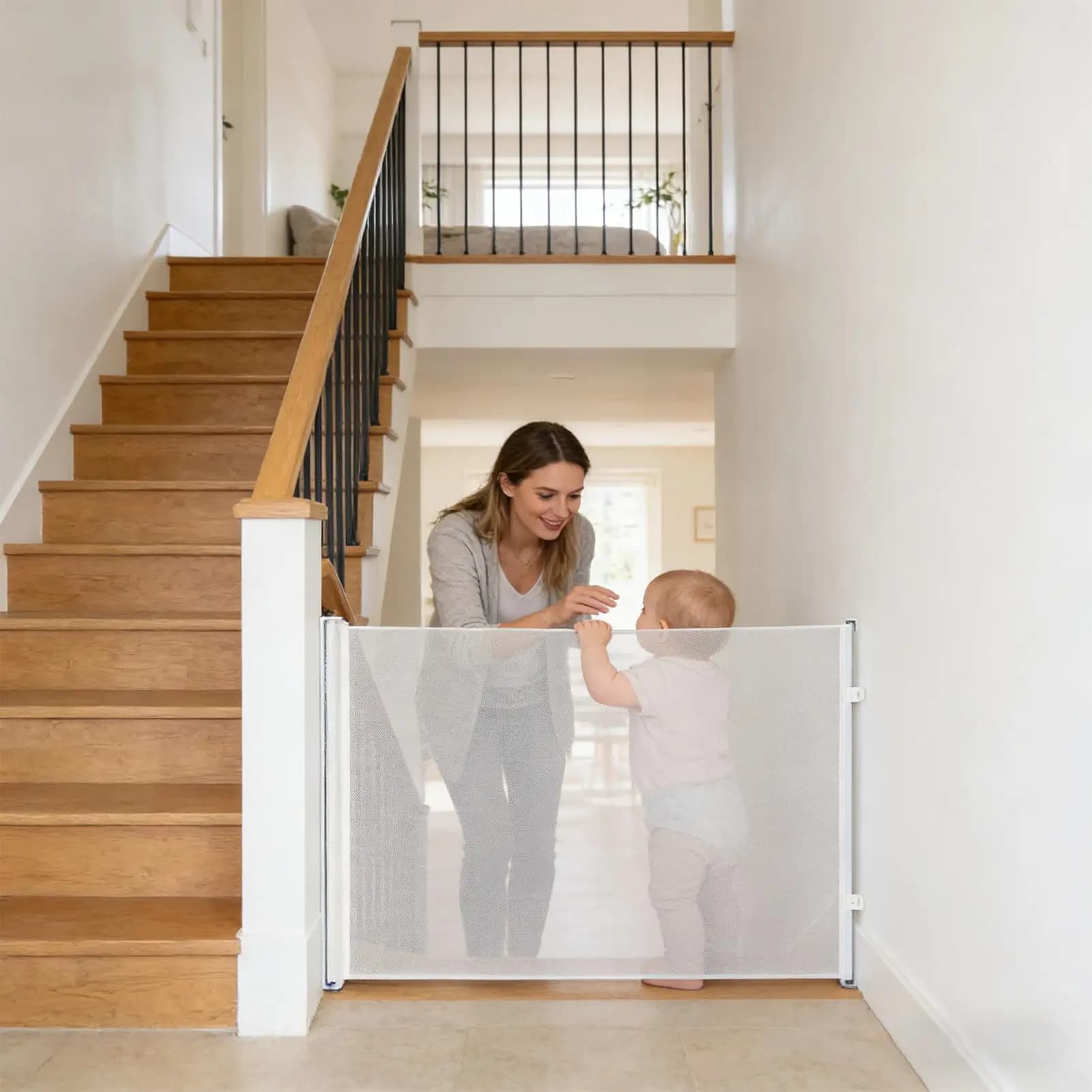 Barrière pour chien rétractable sans perçage, petite clôture de sécurité pour escalier, enclos pour chien pour extérieur, intérieur, couloir, escalier, véranda