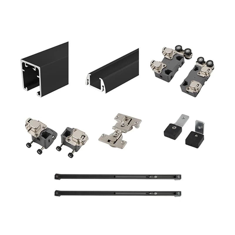 Kit de quincaillerie pour porte coulissante japonaise avec rail supérieur et inférieur et poulies pour armoire ouverte