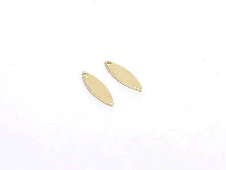 100 pièces breloque de boucle d'oreille Marquise, breloque oeil, breloque feuille pour la fabrication de bijoux, extrémités de chaîne, laiton brut, 12mm, 13mm, 15mm, 16mm -R2395