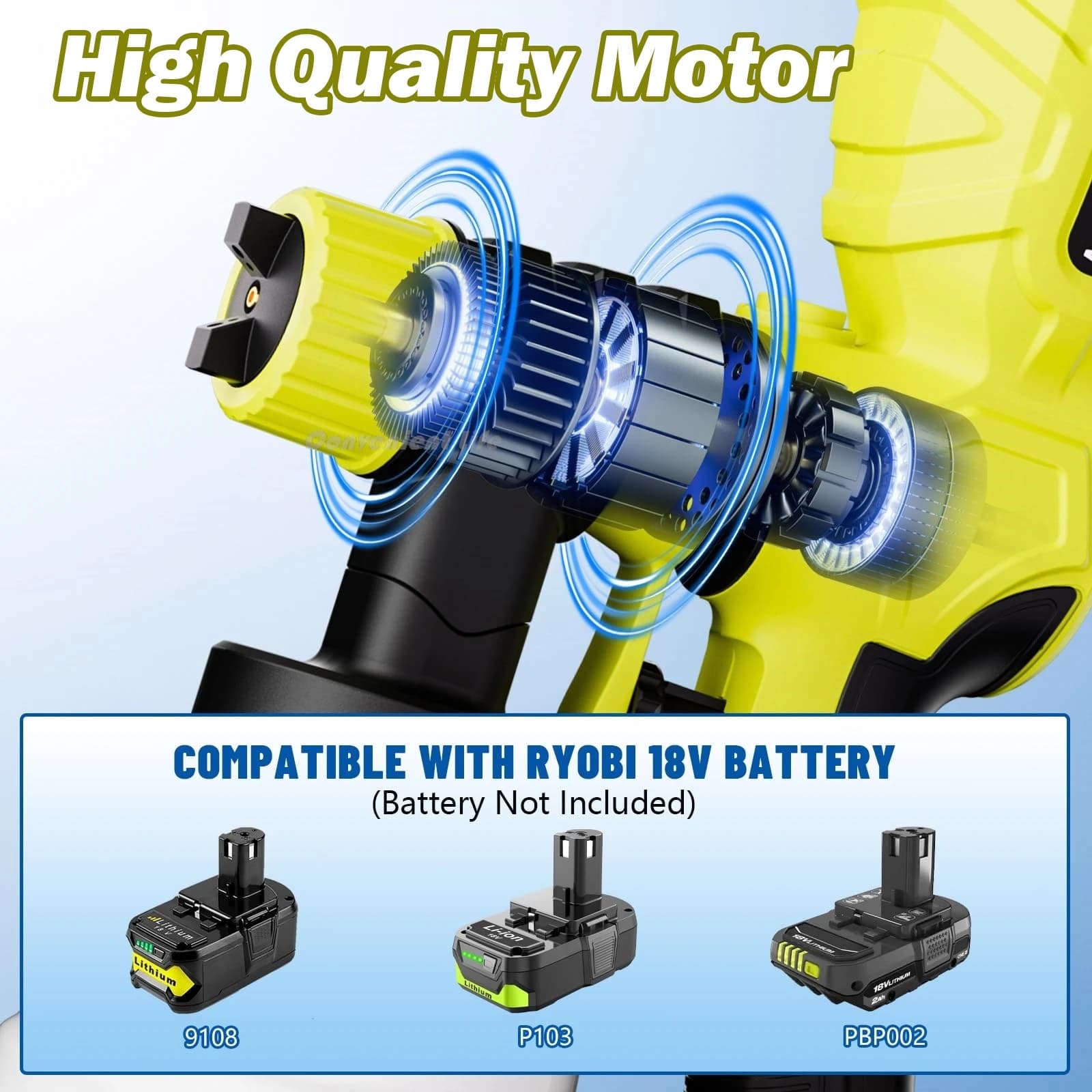 Pistolet de pulvérisateur de peinture sans fil pour batterie Ryobi 18V 42000rpm 1200ML Pistolet de pulvérisation électrique Kit d'aérobrosse automatique de moteur sans brosse de haute qualité pour la