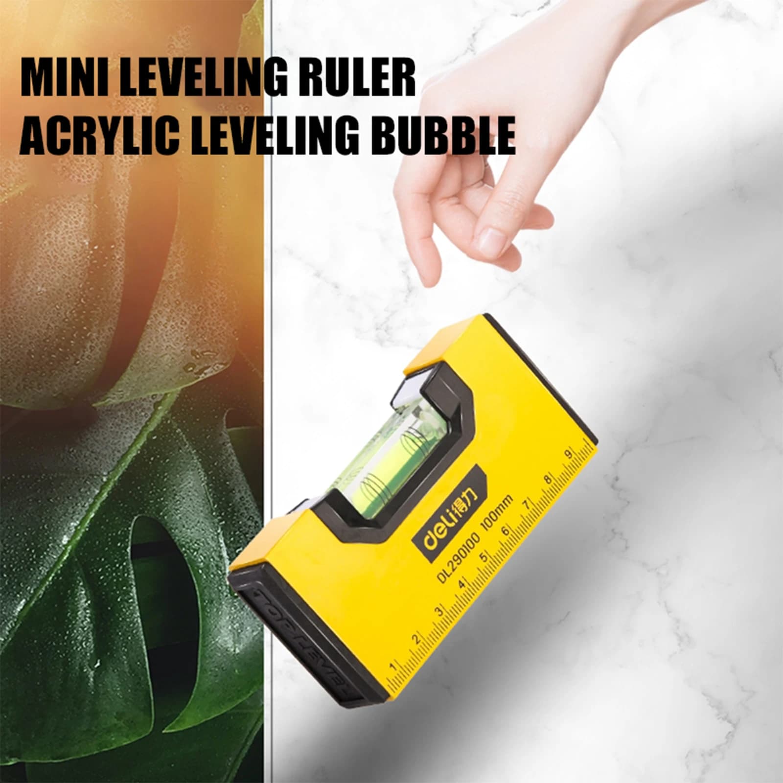 Deli – niveau de poche magnétique Portable de 100mm, Structure en aluminium de haute précision, niveau à bulle horizontal