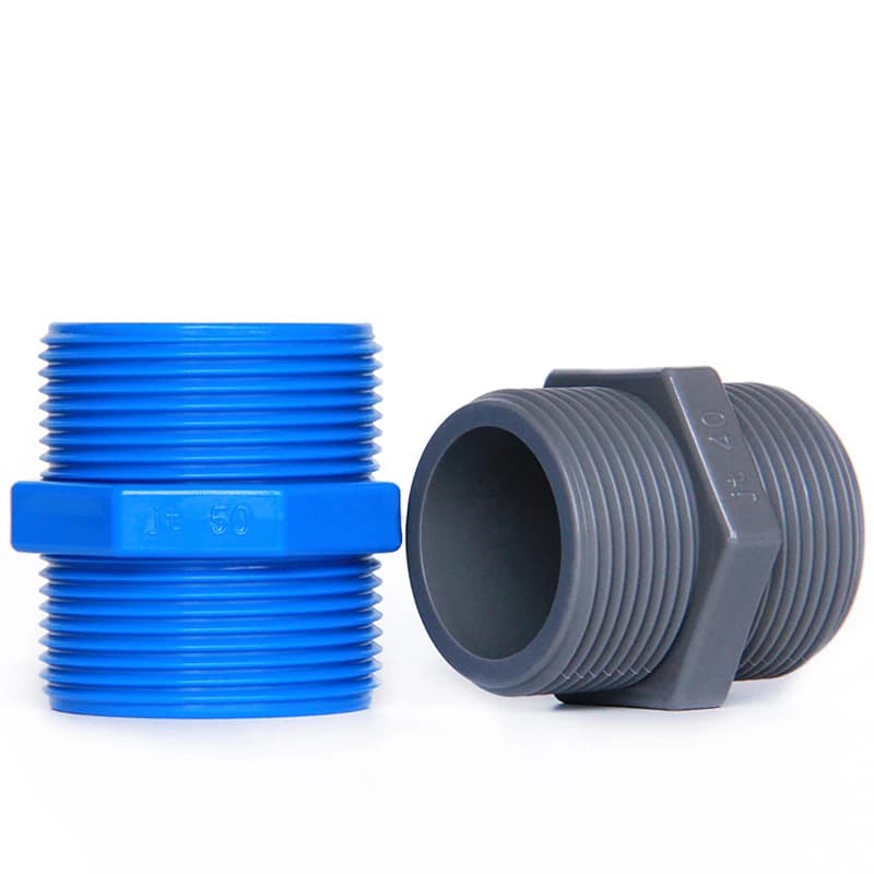 Raccord de tuyau UPVC droit à double filetage mâle BSP 1/2" 3/4" 1" 1-1/4" 1-1/2" 2" 20/25/32/40/50/63mm