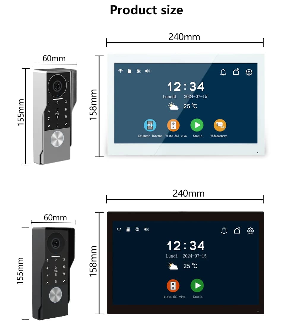 ANJIELO visiophone 2 fils avec application TUYA carte IC broche déverrouiller 24 caméra IP prise en charge système d'interphone vidéo intelligent pour la maison 1080P