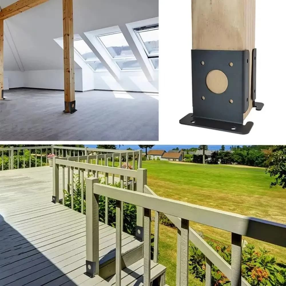 2 supports robustes en acier au carbone pour poteaux de clôture et pergola