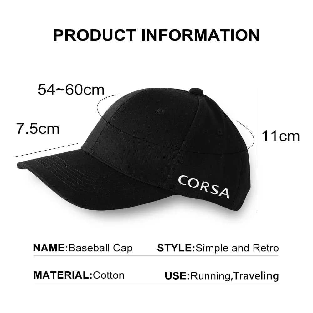 Casquette de baseball unisexe à bord incurvé, accessoires pour Opel Corsa C D E F A B Gsi 1.6T OPC Line 1.4T Turbo Corsavan 2004 2007 2008 2011