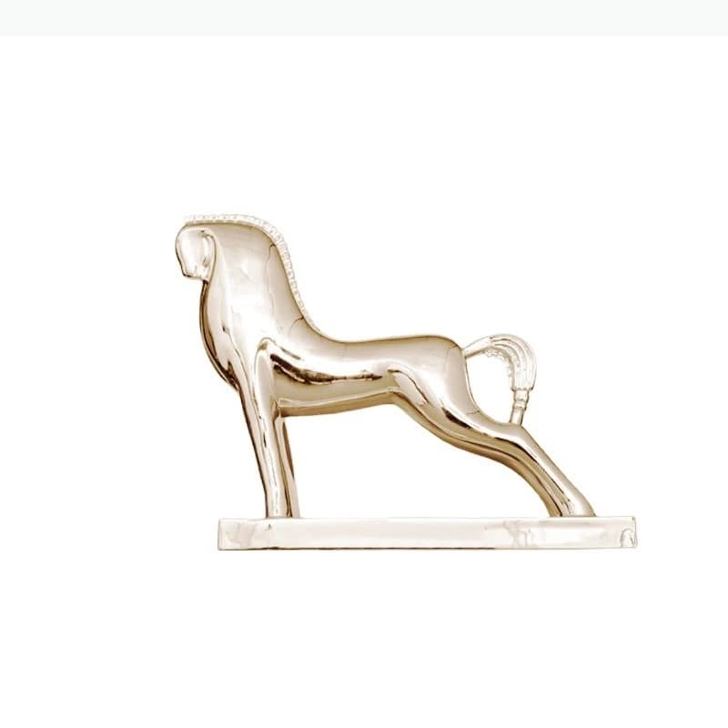 Sculpture abstraite de cheval doré/argenté, statue d'animal, décoration de bureau, ornements, sculpture moderne de cheval en résine, décoration d'esthétique d'ambiance.