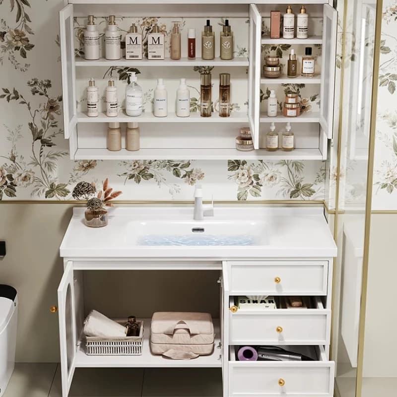 Vanités tiroir salle de bain armoire intégré verre rangement miroir salle de bain armoire moderne organisateur Armario Banheiro meubles