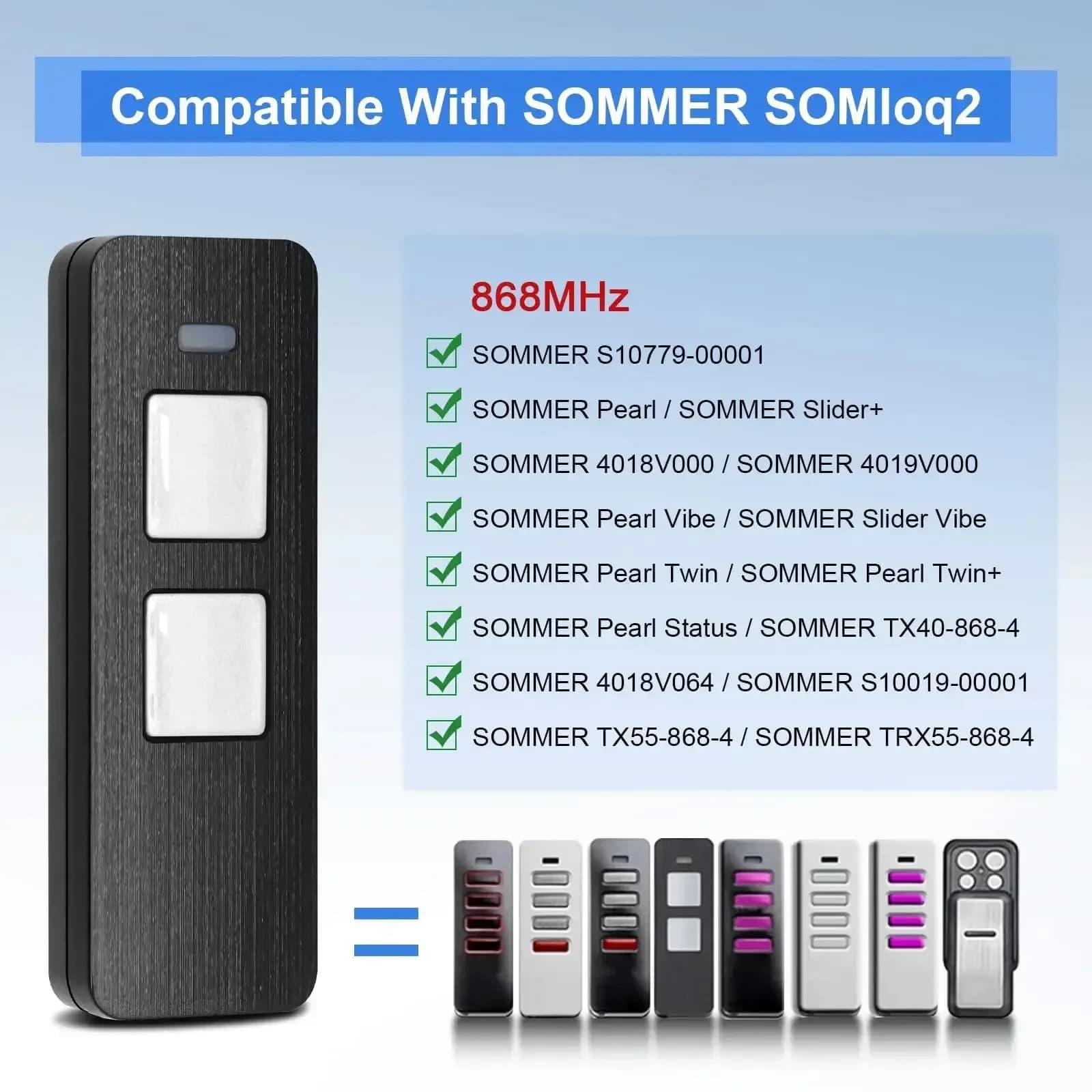 Ouvre-porte de Garage 2 pièces SOMMER Pearl 4018V000 4/4015862001900/S10019-0001 transmetteur manuel télécommandé